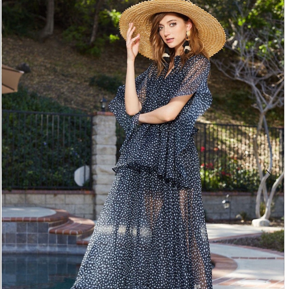 Blue Polk Dot Long Dress-New Trend